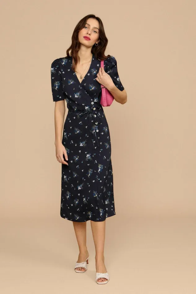 Rouje GABIN Dress Marine Bouquet Du Sud Women Dresses