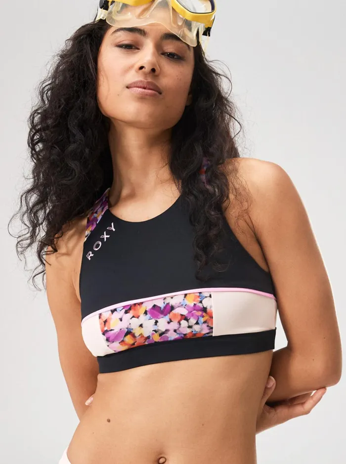 Roxy Active Swimsuits Roxy Active Crop Bikini Top Anthracite Swim Blooms 8211 Women Roxy Active Swimsuits Roxy Active Crop Bikini Top Anthracite Swim Blooms 8211 Women