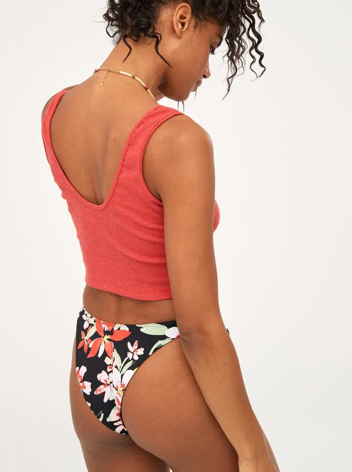 Roxy Bikini Bottoms Pants Beach Classics Tie Side High Leg Cheeky Bikini Bottoms Anthracite New Life 8211 Women