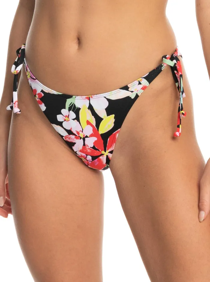 Roxy Bikini Bottoms Pants Beach Classics Tie Side High Leg Cheeky Bikini Bottoms Anthracite New Life 8211 Women