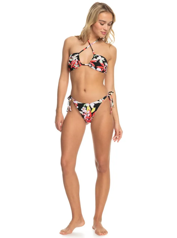 Roxy Bikini Bottoms Pants Beach Classics Tie Side High Leg Cheeky Bikini Bottoms Anthracite New Life 8211 Women