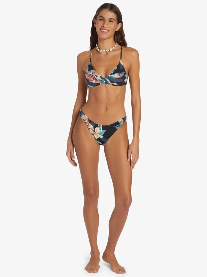 Roxy Bikini Tops Printed Beach Classics Athletic Triangle Bikini Top Anthracite Tropicoco S 8211 Women