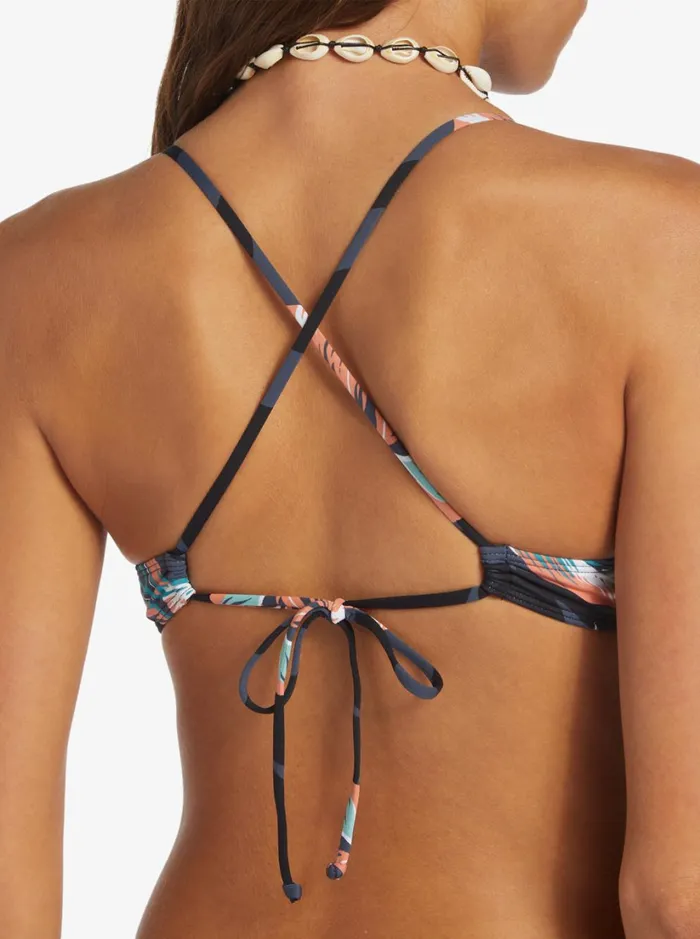 Roxy Bikini Tops Printed Beach Classics Athletic Triangle Bikini Top Anthracite Tropicoco S 8211 Women