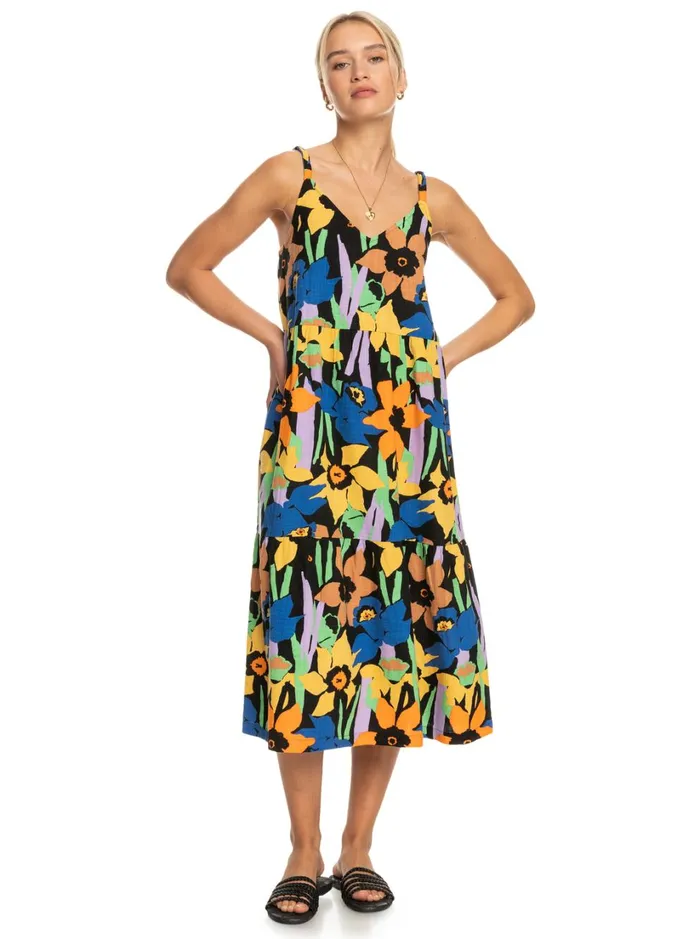 Roxy Dresses Waiting Line Printed Midi Dress Anthracite Flower Jammin 8211 Women Roxy Dresses Waiting Line Printed Midi Dress Anthracite Flower Jammin 8211 Women