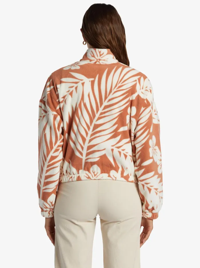 Roxy Fleece and Hoodies Dawn To Dusk ZipUp Fleece Cafe Creme Palmeria 8211 Women