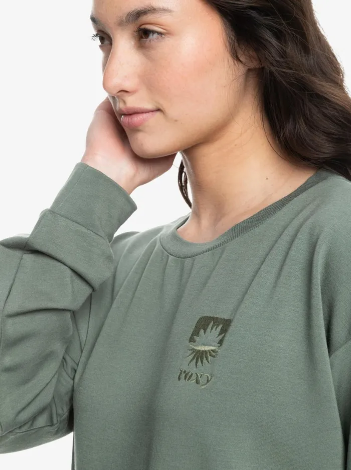 Roxy Fleece and Hoodies Surfing By Moonlight B Cozy Lounge Top Agave Green 8211 Women