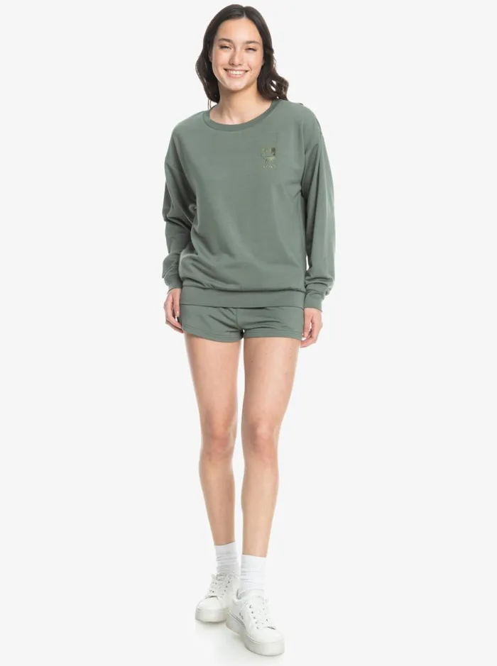 Roxy Fleece and Hoodies Surfing By Moonlight B Cozy Lounge Top Agave Green 8211 Women