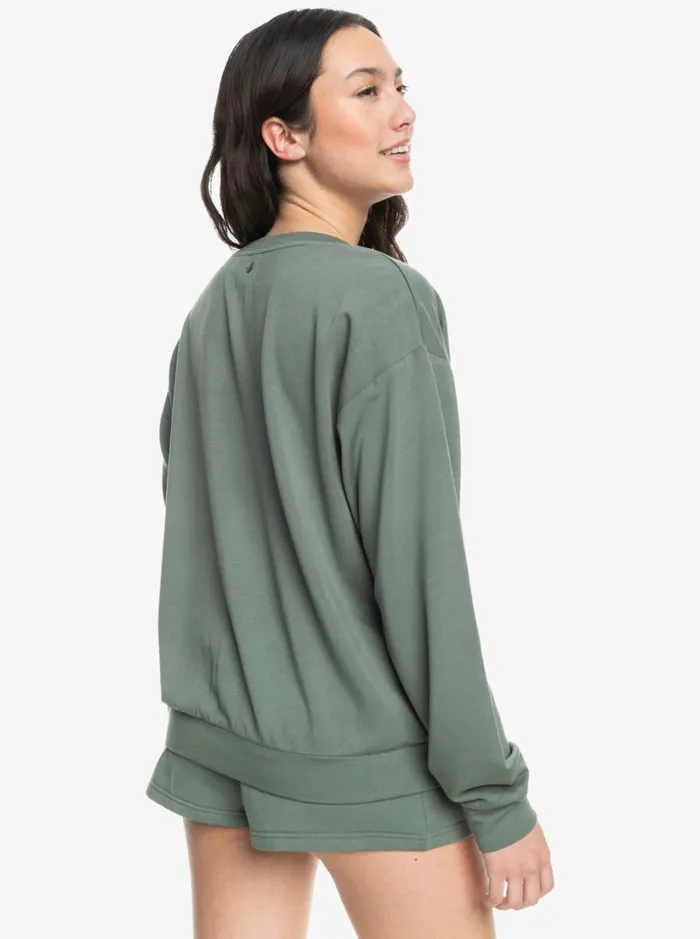 Roxy Fleece and Hoodies Surfing By Moonlight B Cozy Lounge Top Agave Green 8211 Women