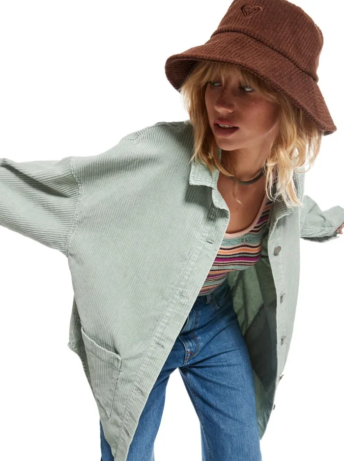 Roxy Jackets Kick Back Washed Corduroy Long Sleeve Shirt Blue Surf 8211 Women