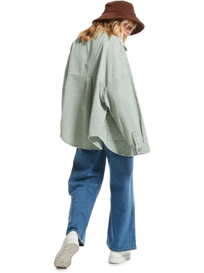 Roxy Jackets Kick Back Washed Corduroy Long Sleeve Shirt Blue Surf 8211 Women
