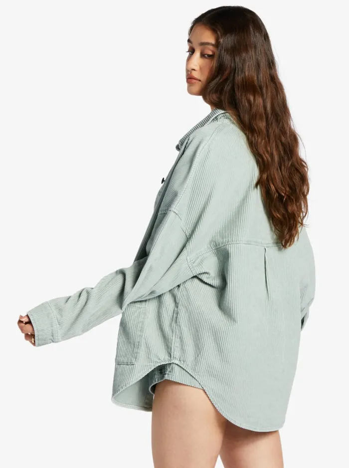 Roxy Jackets Kick Back Washed Corduroy Long Sleeve Shirt Blue Surf 8211 Women