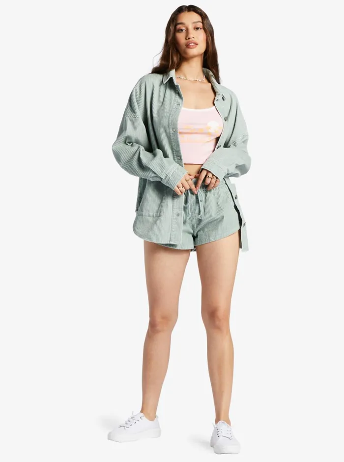Roxy Jackets Kick Back Washed Corduroy Long Sleeve Shirt Blue Surf 8211 Women
