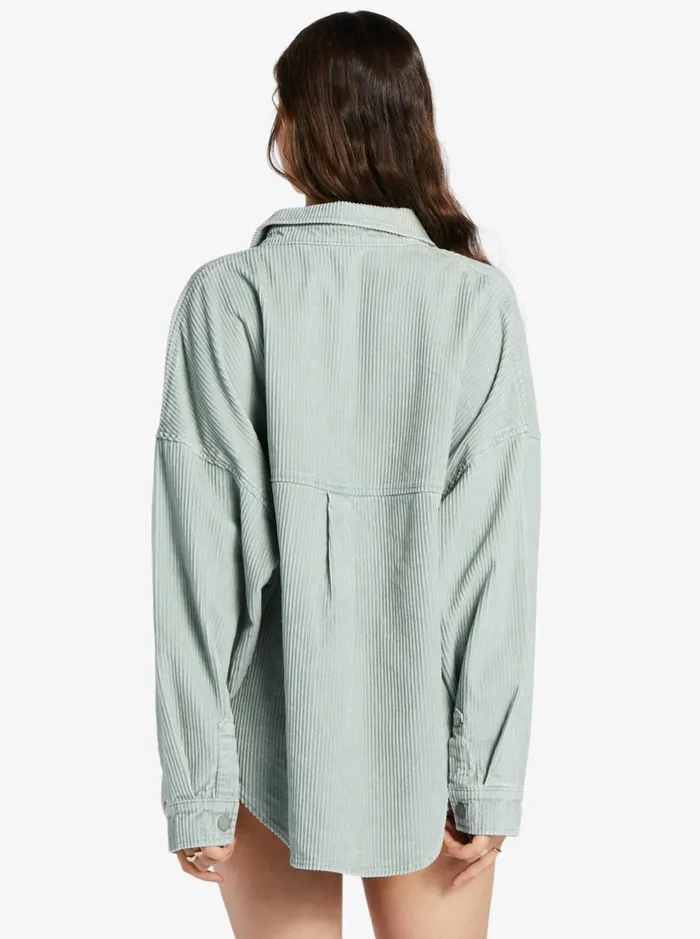 Roxy Jackets Kick Back Washed Corduroy Long Sleeve Shirt Blue Surf 8211 Women