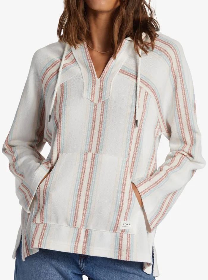 Roxy Jackets Wild And Free Poncho Style Hoodie Tapioca Tulum Stripe 8211 Women