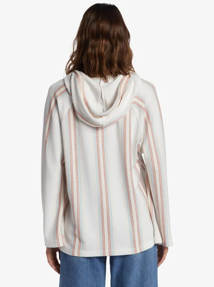 Roxy Jackets Wild And Free Poncho Style Hoodie Tapioca Tulum Stripe 8211 Women