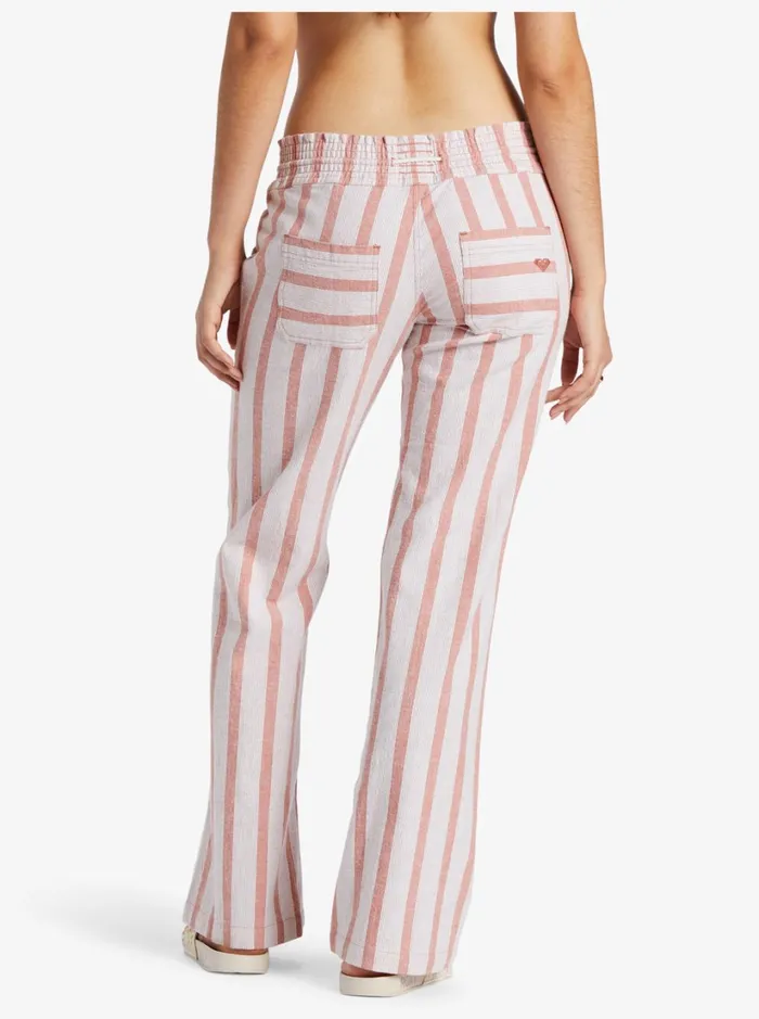 Roxy Pants and Jeans Oceanside Flared Pants Cedar Wood Bonzer Bico Stripe 8211 Women