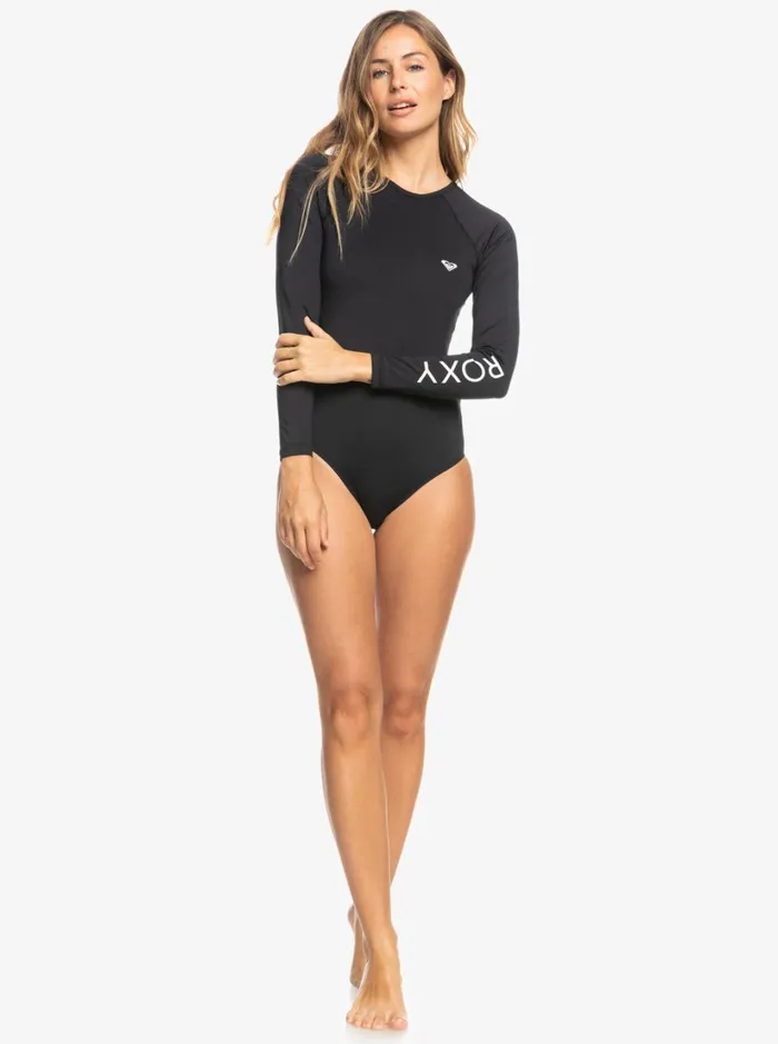 Roxy Rashguards New Essentials Long Sleeve OnePiece Swimsuit Anthracite 8211 Women