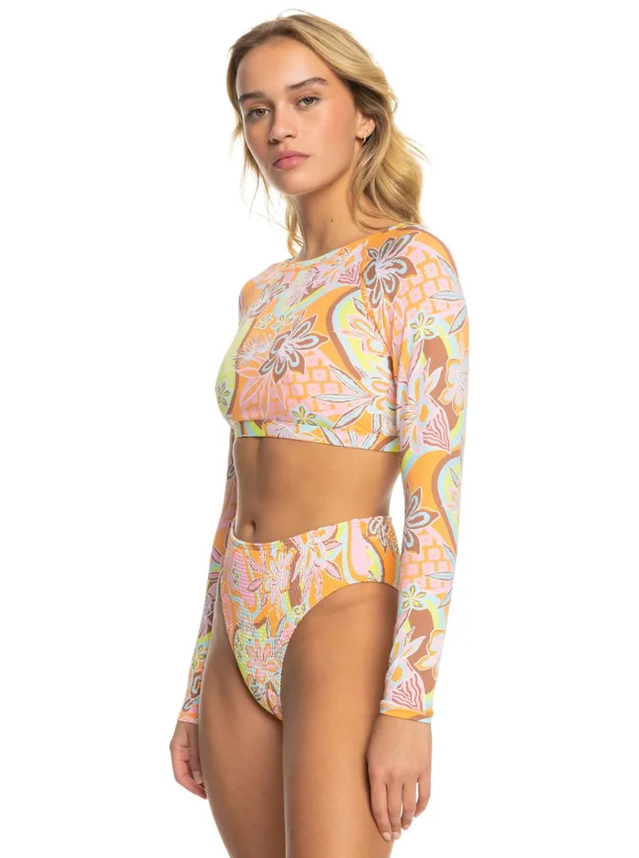 Roxy Rashguards Roxy Delic Long Sleeve Cropped Rashguard Mock Orange Roxy Delic 8211 Women