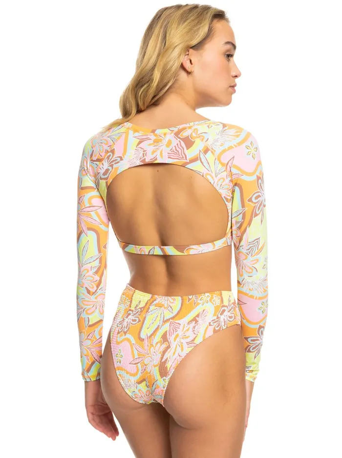 Roxy Rashguards Roxy Delic Long Sleeve Cropped Rashguard Mock Orange Roxy Delic 8211 Women