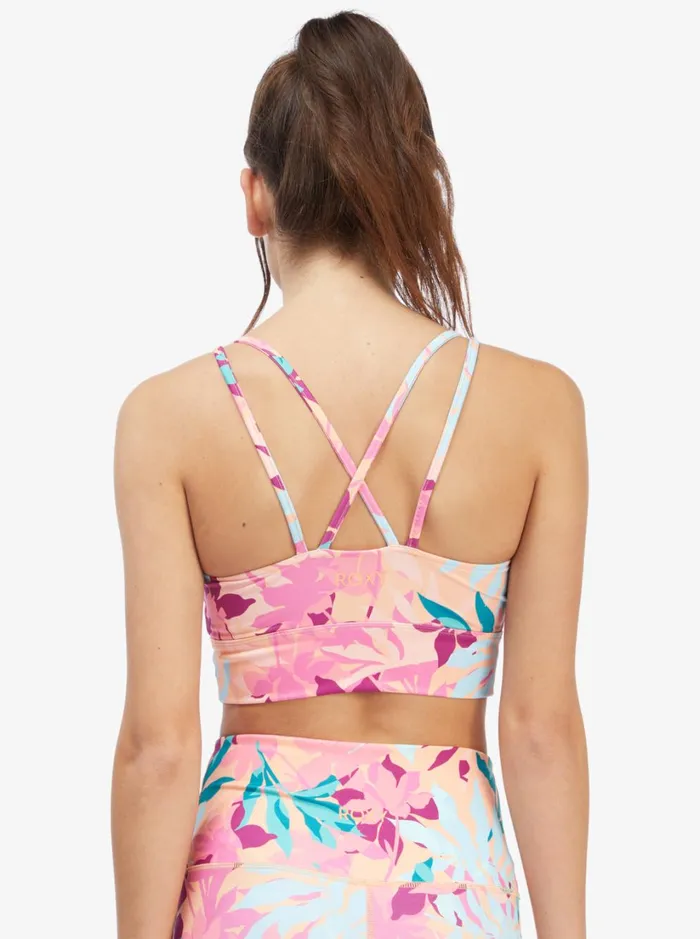 Roxy Sports Bras Kaileo Elongated Sports Bra Cantaloupe Tropi Palm 8211 Women