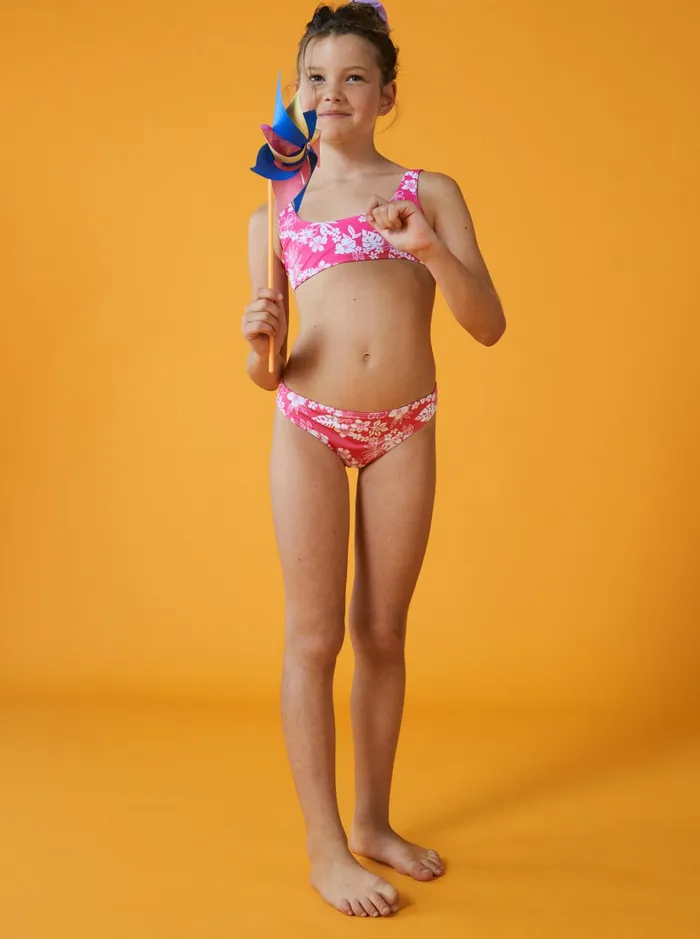 Roxy Swim Girl039s 416 Aloha Spirit Two Piece Bralette Bikini Set For Girls Shocking Pink Hello Aloha Smal 8211 Women