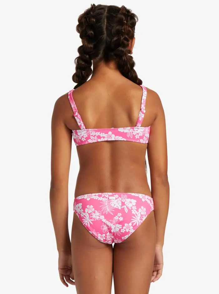Roxy Swim Girl039s 416 Aloha Spirit Two Piece Bralette Bikini Set For Girls Shocking Pink Hello Aloha Smal 8211 Women
