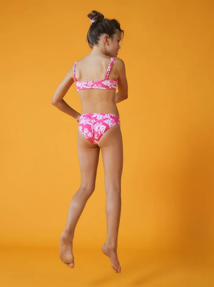 Roxy Swim Girl039s 416 Aloha Spirit Two Piece Bralette Bikini Set For Girls Shocking Pink Hello Aloha Smal 8211 Women