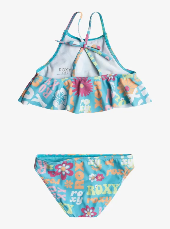 Roxy Swim Girl039s 416 Flower Vintage Power Two Piece Flutter Bikini Set For Girls Bachelor Button Groovy Girl 8211 Women