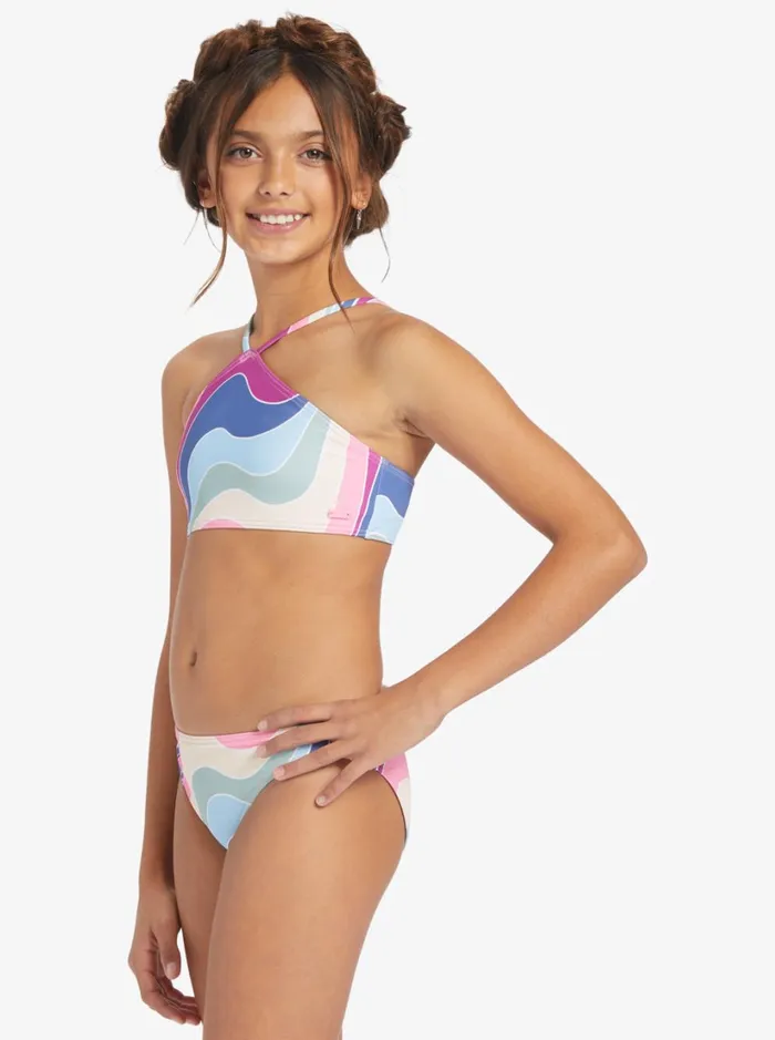 Roxy Swim Girls039 716 Vacation Memories Two Piece Crop Top Bikini Set Vivid Viola Cruz 8211 Women