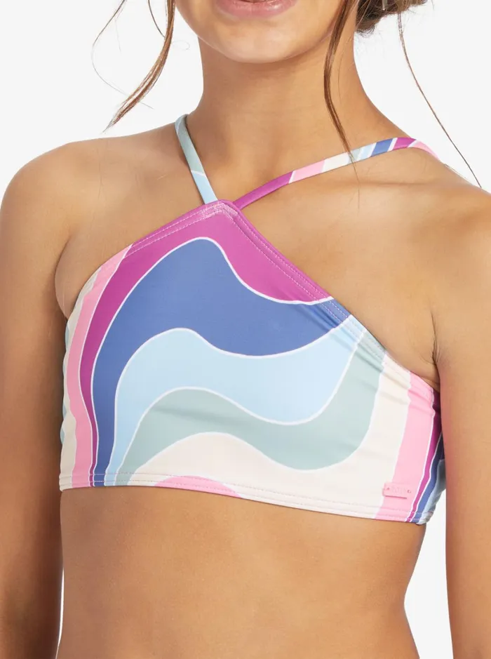 Roxy Swim Girls039 716 Vacation Memories Two Piece Crop Top Bikini Set Vivid Viola Cruz 8211 Women