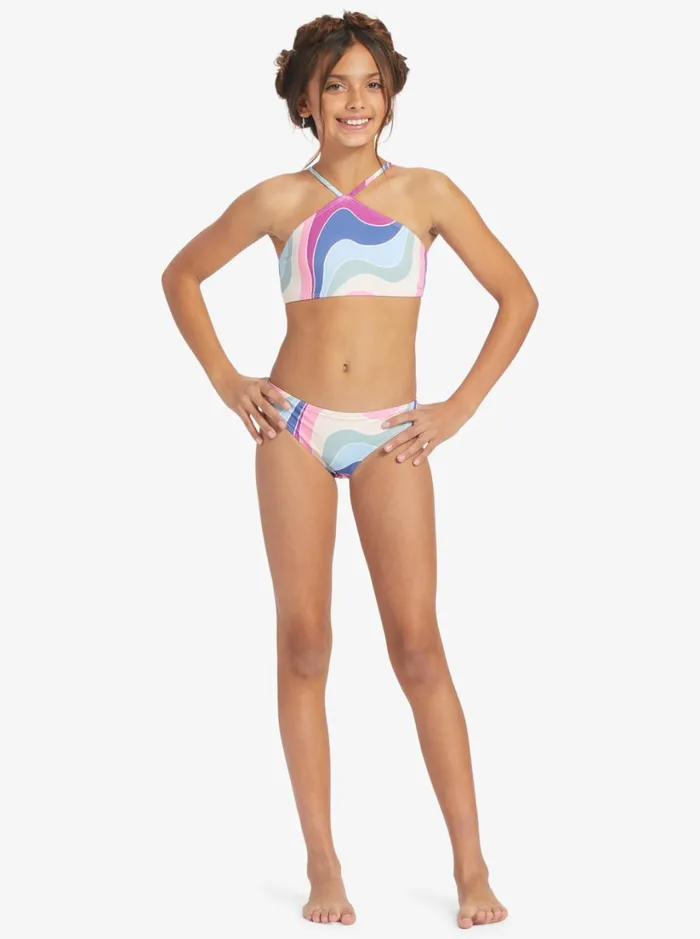 Roxy Swim Girls039 716 Vacation Memories Two Piece Crop Top Bikini Set Vivid Viola Cruz 8211 Women
