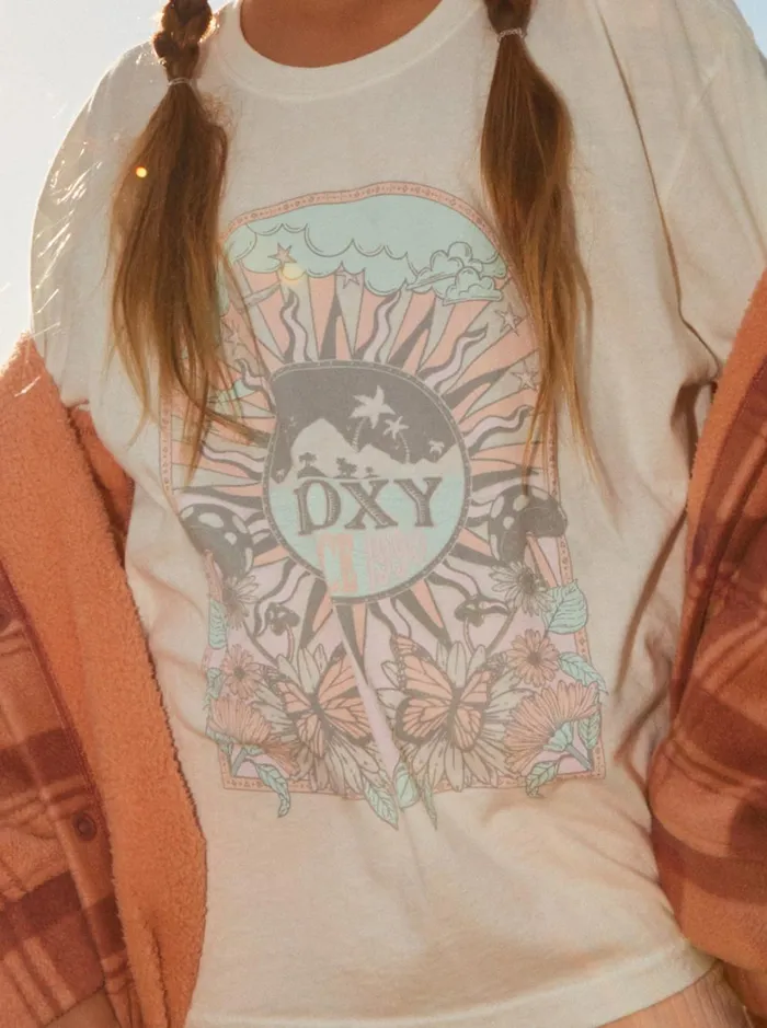 Roxy Tees and Tanks Girl039s 416 Cosmic Window Oversized Boyfriend TShirt Anthracite 8211 Women
