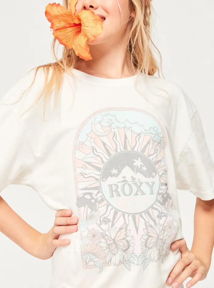 Roxy Tees and Tanks Girl039s 416 Cosmic Window Oversized Boyfriend TShirt Anthracite 8211 Women