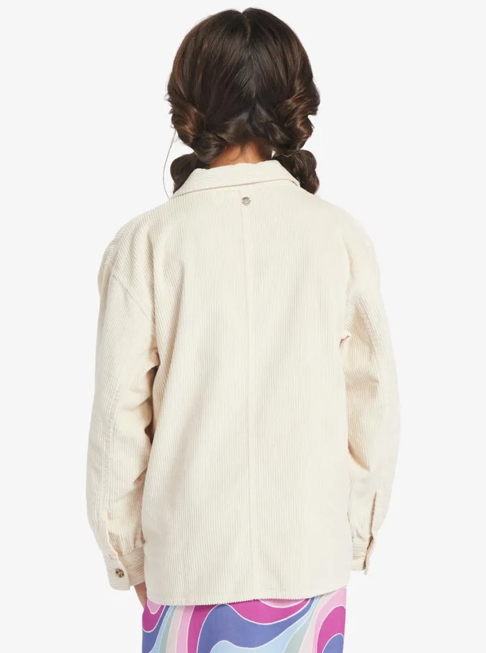 Roxy Tees and Tanks Girls039 416 Something Beautiful Solid Oversized Corduroy Shirt Tapioca 8211 Women