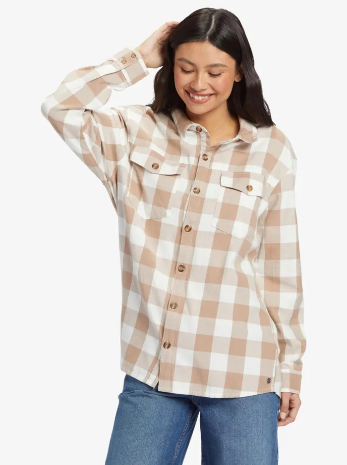 Roxy Tops Let It Go Long Sleeve Shirt Wild And Free Check 8211 Women