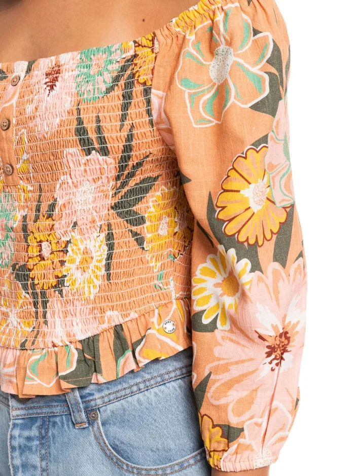 Roxy Tops Like The Sun Again Woven Off The Shoulder Top Toasted Nut Bloom Boogie 8211 Women