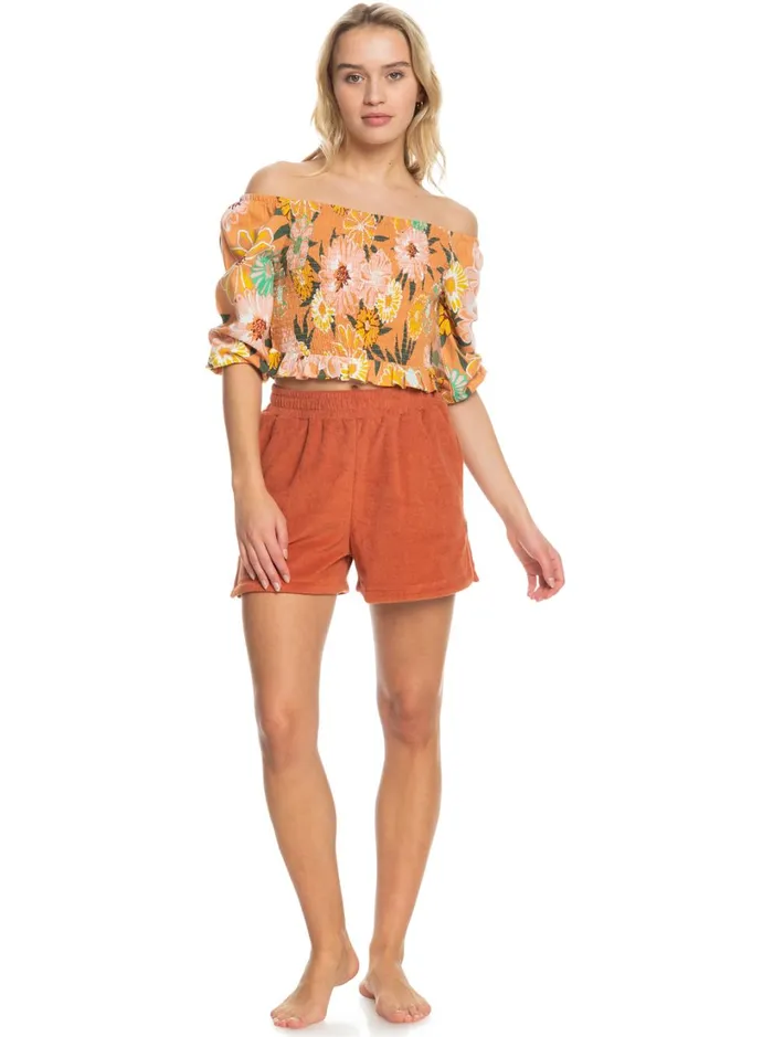 Roxy Tops Like The Sun Again Woven Off The Shoulder Top Toasted Nut Bloom Boogie 8211 Women