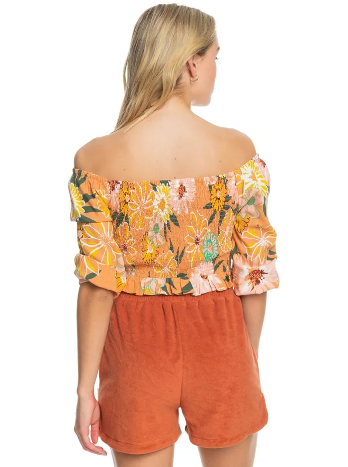 Roxy Tops Like The Sun Again Woven Off The Shoulder Top Toasted Nut Bloom Boogie 8211 Women