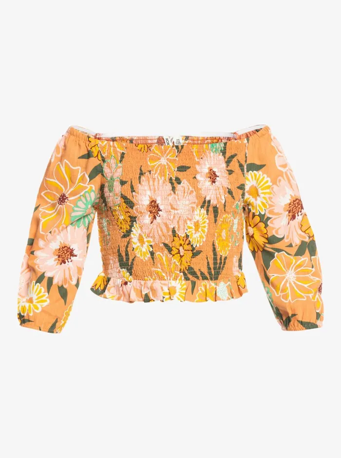 Roxy Tops Like The Sun Again Woven Off The Shoulder Top Toasted Nut Bloom Boogie 8211 Women