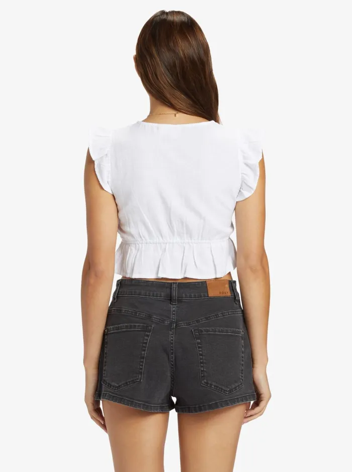 Roxy Tops Sweetest Love Short Sleeve Crop Top Snow White 8211 Women