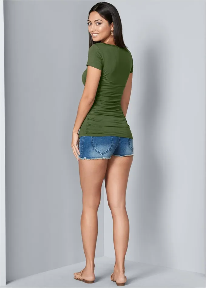 RUCHED DETAIL TOP Olive Women VENUS Venus Basics Tops