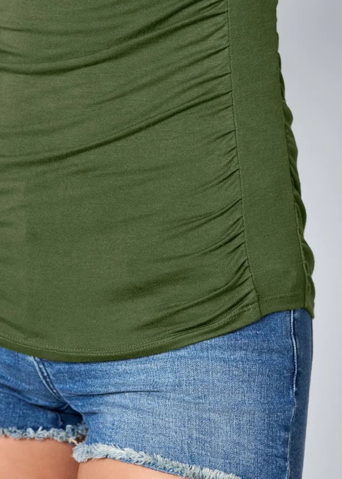 RUCHED DETAIL TOP Olive Women VENUS Venus Basics Tops