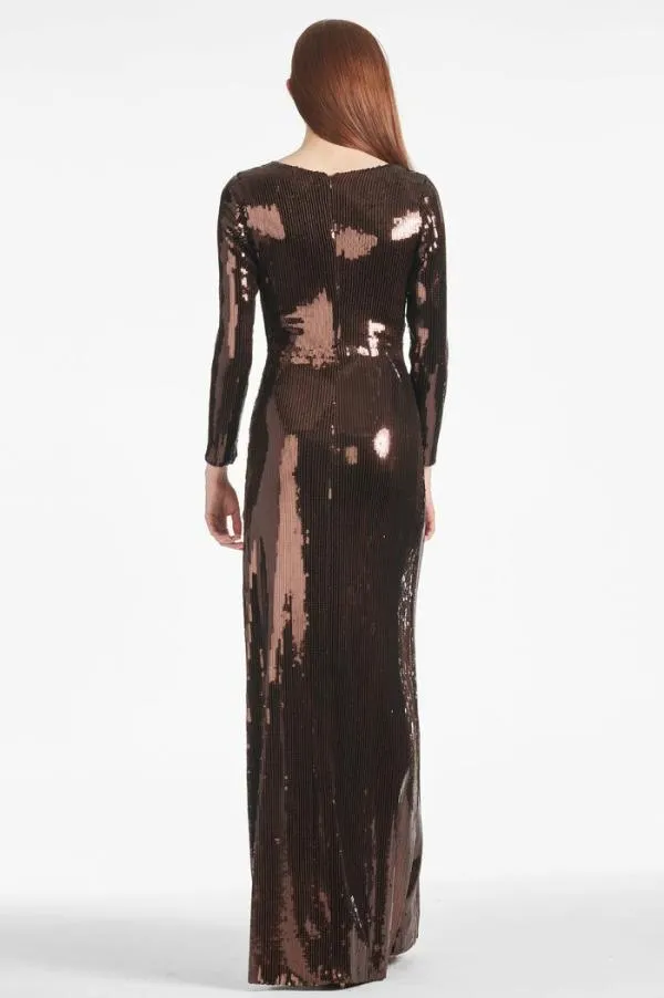 Sachin and Babi Sequin Talulla Gown 8211 Espresso Espresso Women Plus Sizes