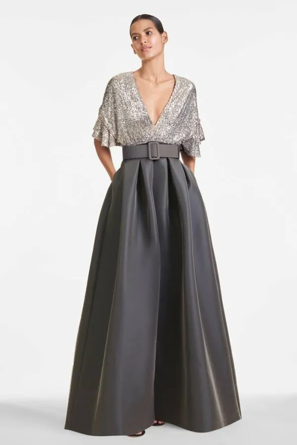 Sachin and Babi Simone Gown 8211 Charcoal Charcoal Women Plus Sizes