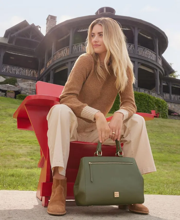 Saffiano Zip Satchel Natural Woman Dooney and Bourke Satchels Saffiano Zip Satchel Natural Woman Dooney and Bourke Satchels