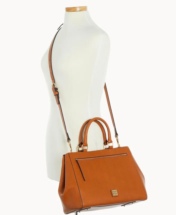 Saffiano Zip Satchel Natural Woman Dooney and Bourke Satchels Saffiano Zip Satchel Natural Woman Dooney and Bourke Satchels