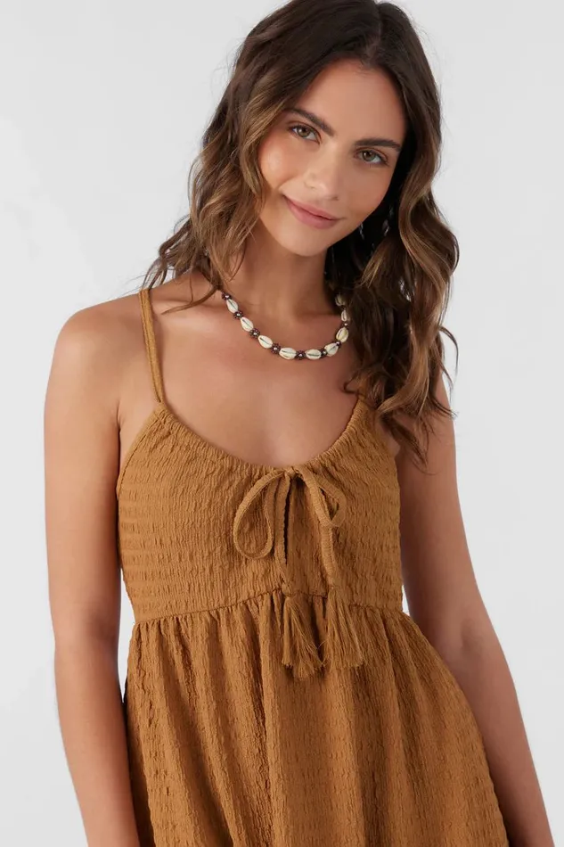 SAIGE TEXTURED KNIT SHORT DRESS Brown Sugar Women O039NEILL Clothing