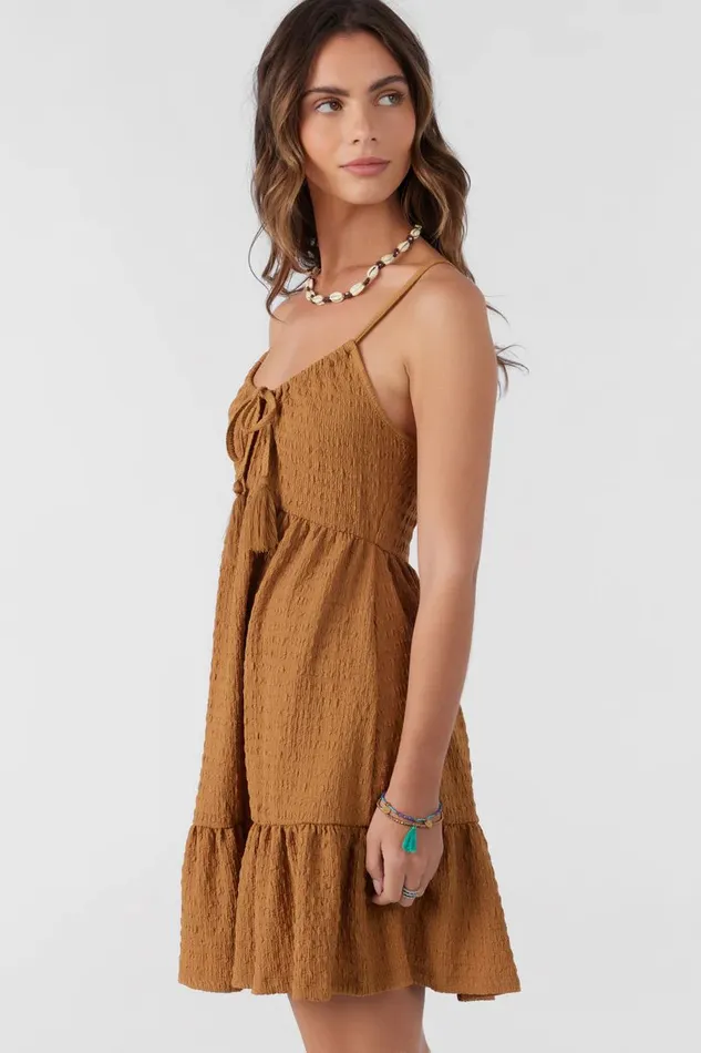 SAIGE TEXTURED KNIT SHORT DRESS Brown Sugar Women O039NEILL Clothing