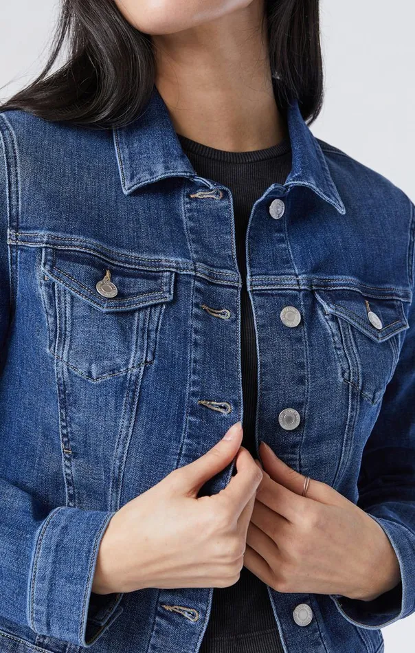 Samantha Jacket In Mid Brushed Feather Blue Women Mavi Jeans Jackets Samantha Jacket In Mid Brushed Feather Blue Women Mavi Jeans Jackets