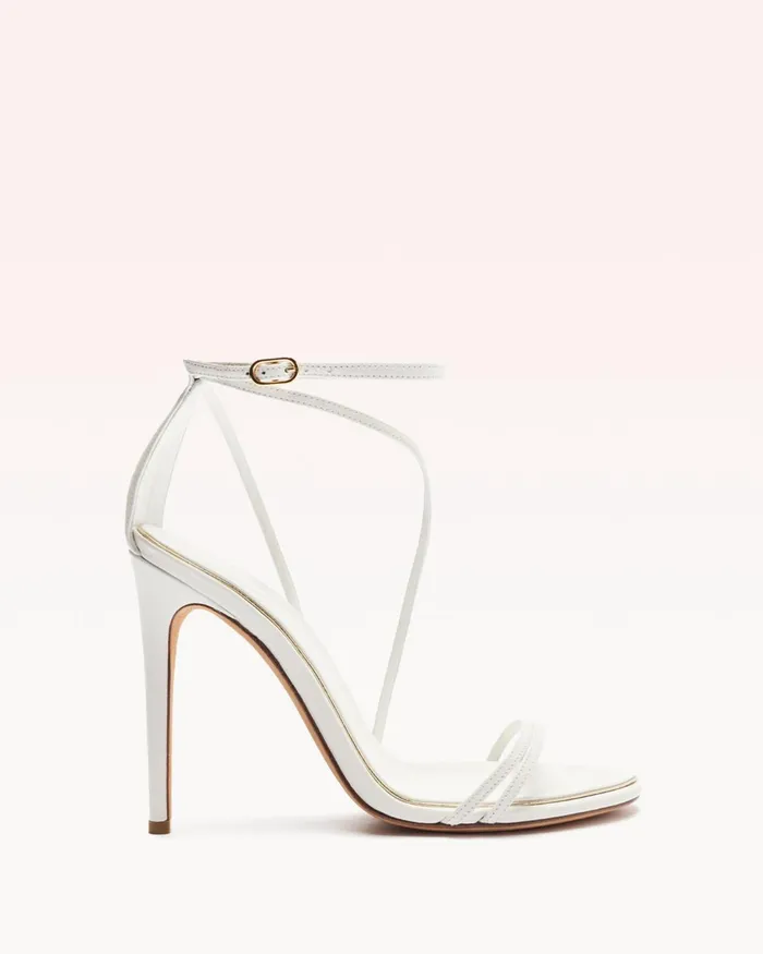 Sandals Women Alexandre Birman Kendal Bridal 100 White and Golden White andamp Golden Sandals Women Alexandre Birman Kendal Bridal 100 White and Golden White andamp Golden